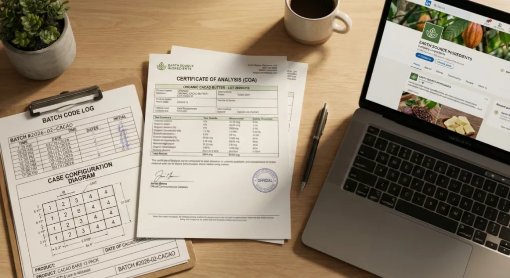 Proof pack documents and LinkedIn page view supporting buyer shortlisting for a food supplier | B2B food social media marketing